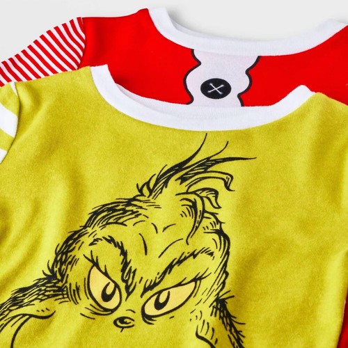 4pc Dr. Seuss Grinch Pajamas Set Striped Snug Fit Toddler Girl Boy 2T 3T 4T 5T - Picture 4 of 4