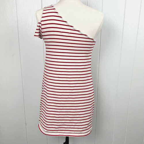 Maeve Dress Womens Small Red Striped One Shoulder Nautical Beach Short Dress - Picture 3 of 7