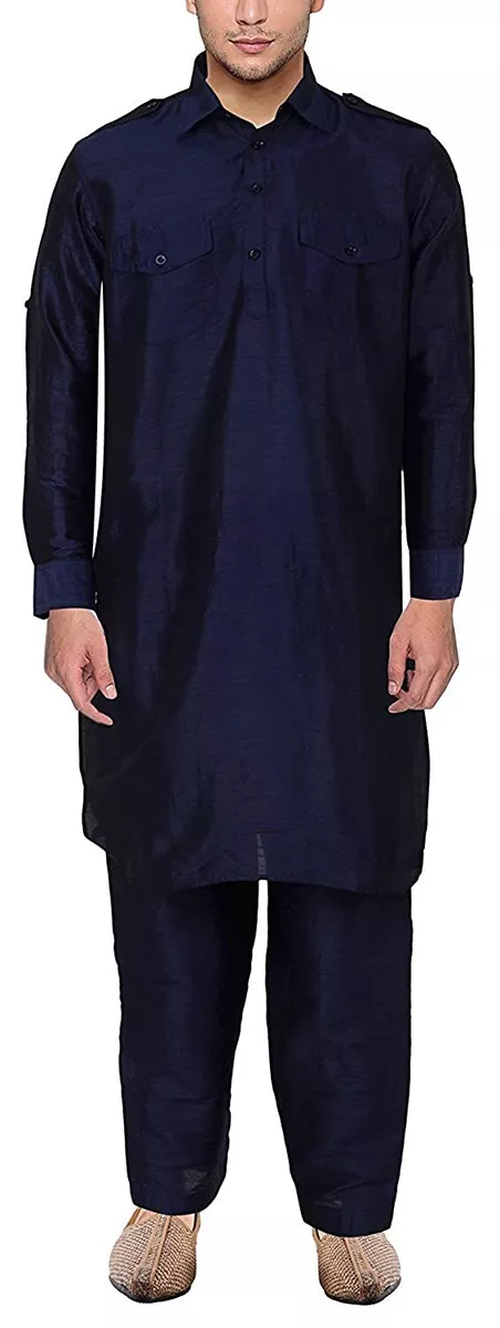 Mens Handmade Desginer Silk Blend Indian Bollywood Ethnic Wear Pathani Suit Set
