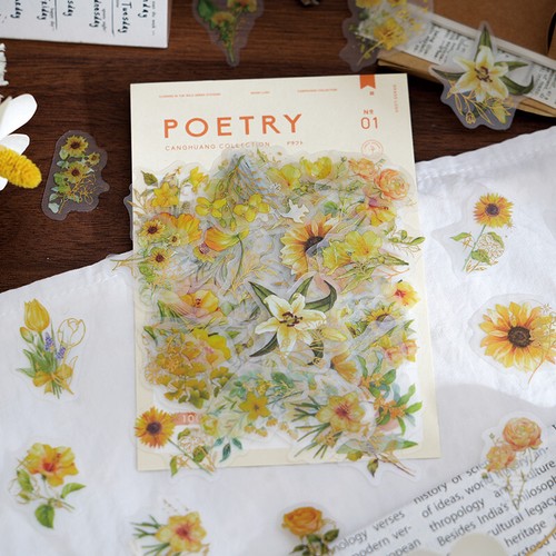 100 Stück Gold Folie Transparent Aufkleber Blumen Pflanzen für Journaling Planer Zum Selbermachen - Bild 2 von 26