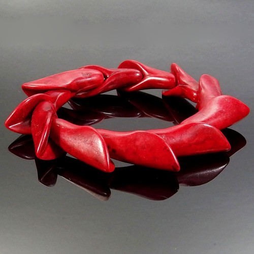 Red Turquoise Gemstone Beads Huge Stretchy Bracelet - Picture 14 of 15