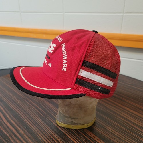 Ace Hardware 3 Stripe Trucker Hat Cap Snapback Vtg Red Mesh Reedsport Oregon  - Picture 2 of 9