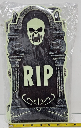 Paquete de 6 lápidas fluorescentes de 15" para cementerio de Halloween espeluznante - Imagen 2 de 4