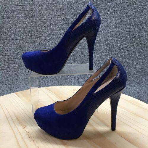 Guess Heels Womens 6 M Rossa Stilleto Pumps Platform Casual Blue Fabric Slip On - Picture 2 of 18