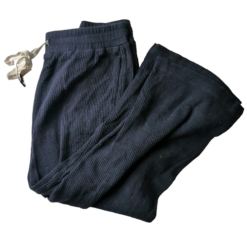 Bassike Waffle Knit 3 Quarter Pants Navy Blue Size L Drawstring Cropped Lounge