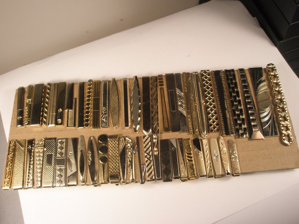 13/4" Simple Design Straight Gold Tone Vintage SMALL Tie Bar Clip