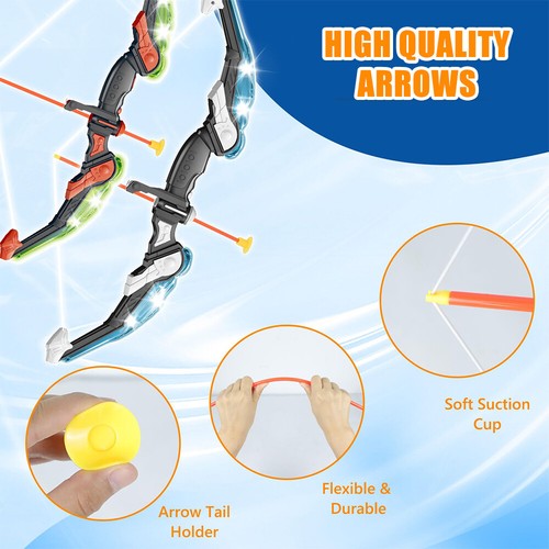 Light Up Bow and Arrow Set Kids Archery Game Toy Indoor Outdoor Boys Girls Gifts - Picture 6 of 10