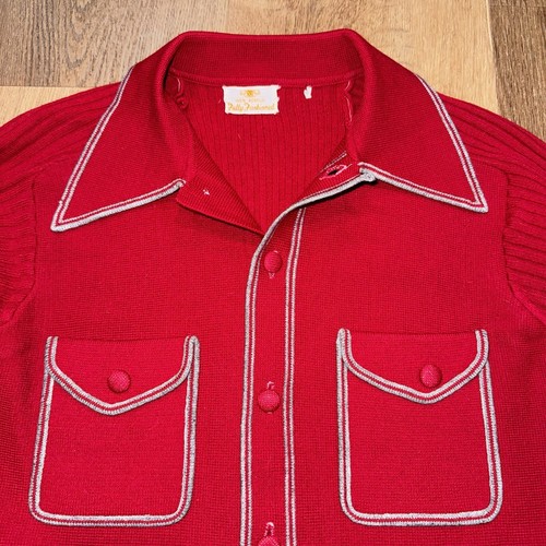Vintage 60er Pullover Hemd Strickjacke Jacke Knopfleiste Kragen Rattenpaket Herren Small - Bild 12 von 21
