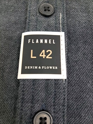 NWT Denim & Flower Mens Long Sleeve Button-up Flannel L-42 Dark Grey #5710 - Picture 4 of 10