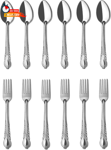 Forks and Spoons 12 Pieces Stainless Steel Cutlery Silverware Flatware Tableware - 第 7/12 張圖片