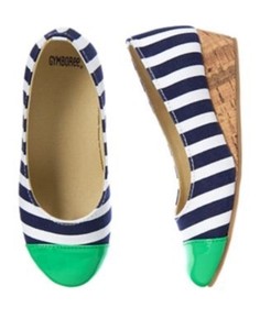 GYMBOREE-SPRING-PREP-WHITE-amp-NAVY-STRIPE-w-GREEN-TOE-ESPADRILLE-SHOES-9-NWT