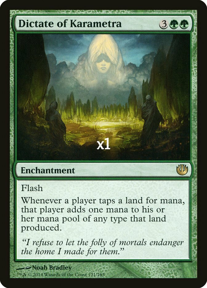 Dictate of Karametra 1x FOIL JOU MTG Journey Into Nyx Rare MINT green Dictate of Karametra 1x FOIL JOU MTG Journey Into Nyx Rare MINT green