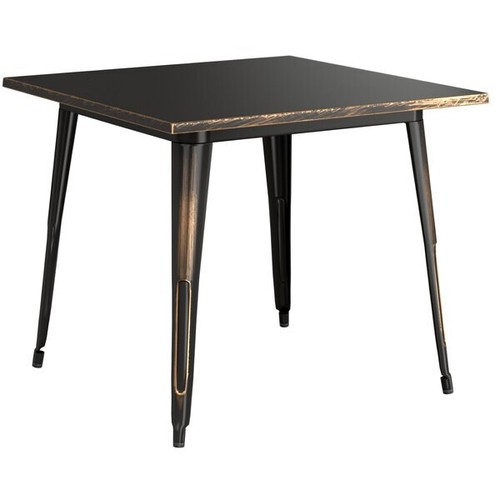 36'' Square Distressed Cooper Metal Outdoor Restaurant Patio Table - Cafe Table - Picture 4 of 6