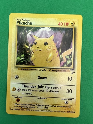 Pikachu - 87/130 - Base2 Set - Common - Pokemon Card - Unlimited Edition - NM - Picture 1 of 2