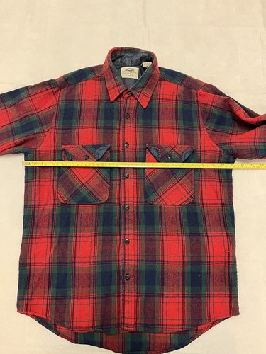 Vintage 80’s FieldMaster Red/Blue/Green Plaid Wool Blend Flannel Shirt Mens MED - Picture 8 of 10