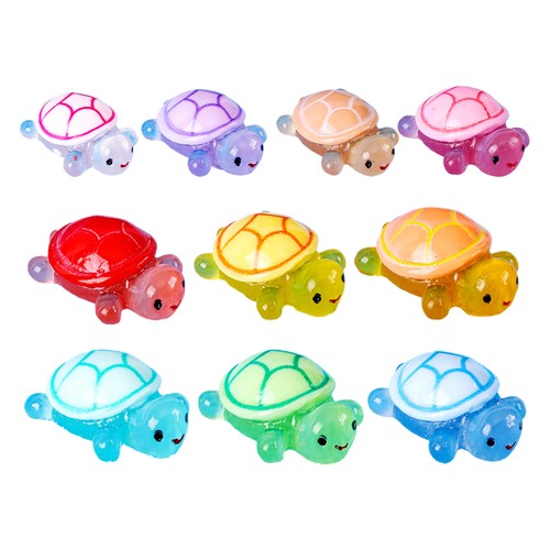 10pcs Miniature Turtle Luminous Resin Garden Animal Figurines Glow in the Dark - Picture 3 of 12