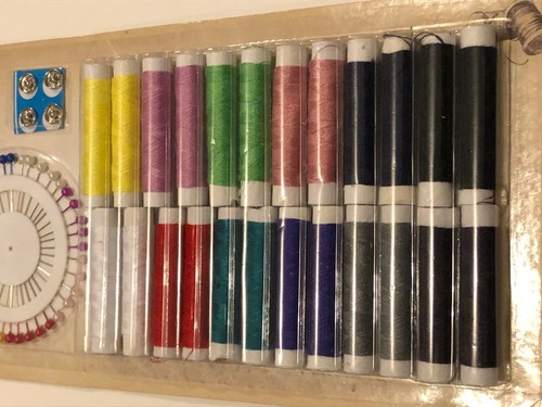 SEWING ACCESSORY 76 KIT, 24 COLOURED THREAD SPOOLS, NEEDLES & BUTTONS  - Picture 3 of 3