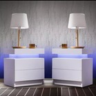 Side Bed Table With LED Light Bedside Tables for the Bedroom  With 2 Drawers