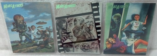 1994 Mars Attacks Topps THE COMICS 10 carte set logo Foil quasi nuovo/VG #67 fino #76 - Foto 4 di 9