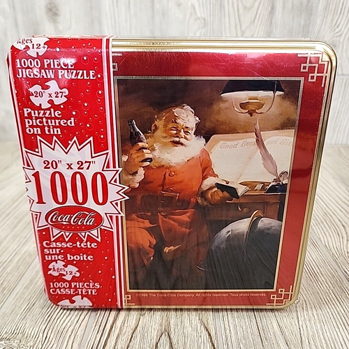 Coca-Cola Santa Claus 1000 Piece Jigsaw Puzzle 1998 Collectible Tin 20" x 27" - Picture 2 of 8