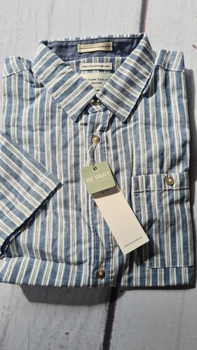 Hemd Tom Tailor Herren Shirt weiß blau Kurzarm Gr. M bis XL (1 824) NEU - Bild 4 von 7