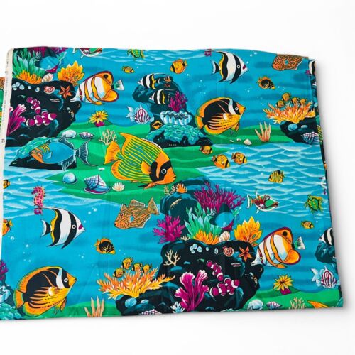 Underwater Ocean Fish & Coral Hawaiians for Real cotton quilt fabric 44" x 70"