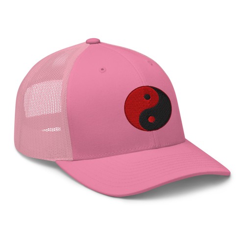 Yin Yang Red Chinese Symbol Trucker Cap Snapback Hat - Picture 8 of 11