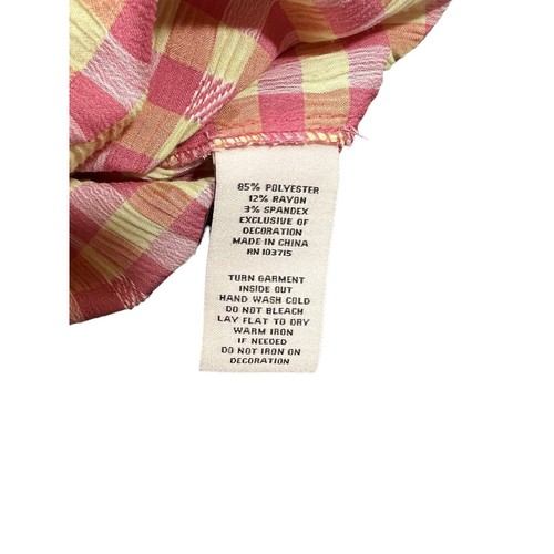 Nanette Lepore rosa gelb Gingham kariert abgestuftes Maxikleid Damen Größe 14 - Bild 7 von 9
