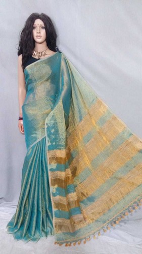 Indiase Khadi Skyblue blouse 137a Saree werkzijde geweven etnische volledig Jamdani r7PqHr
