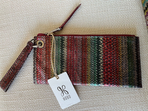 NEW HOBO Vida Full Size Wristlet in Holiday Stripe 100% Genuine Leather $118 NWT - Picture 1 of 10