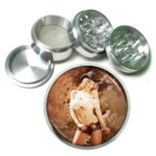 Hot Cowgirls D3 Theme Aluminum Herb Grinder 63mm 4 Piece Hand Mueller 