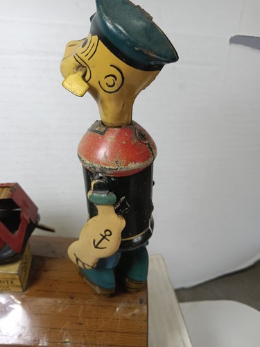 Juguete de cuerda Marx Tin Popeye el marinero / Olive Oly Jiggers en la azotea años 30 - Imagen 10 de 12