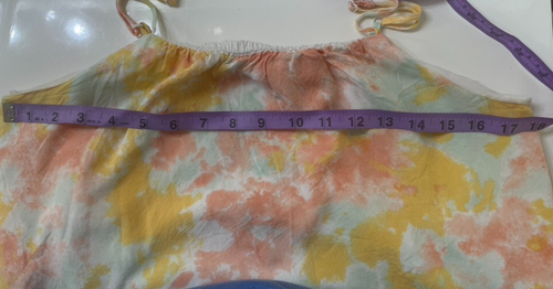 Blue Rain dress size S tie dye spaghetti straps belt lined boho beach Summer - Picture 7 of 10
