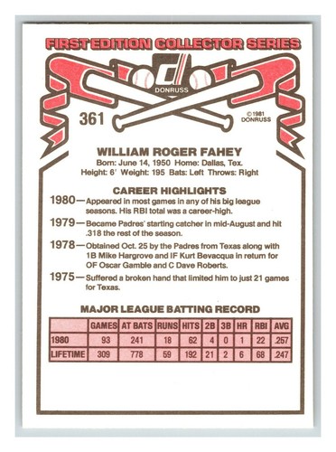 1981 Donruss - Pick One - Fill Your Set - #201-#400 - Picture 291 of 363