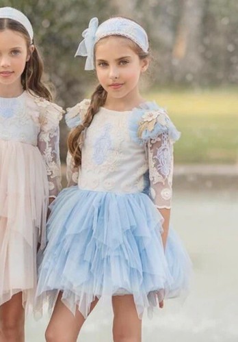 Pettigirl Girls Blue Lace Floral Princess Dress With Tutu Tulle NEW Sz 10 - Picture 6 of 6