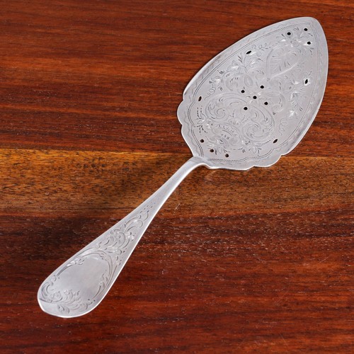 T WAMBLEY & CLEAVES COIN SILVER PIE KNIFE PIERCED BLADE, BRIGHT CUT ENGRAVED - Bild 1 von 4