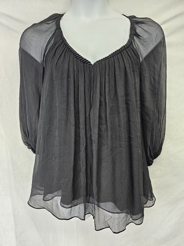Diane von Furstenberg Top Größe 8 Fenobe Seide transparente Ärmel Bluse - Bild 1 von 3