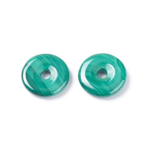 Natural Malachite Donut Pendants Width: 4.8mm, 12x2.5~3mm, hole: 2.5mm.1pc - Picture 3 of 4