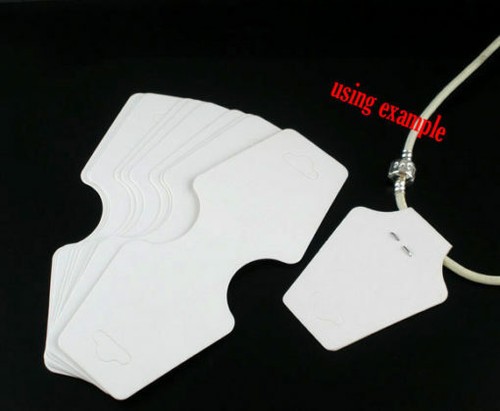 50 pcs. White Paper Jewelry Necklace Bracelet Display Cards Tags Labels 125x50mm - Bild 1 von 2