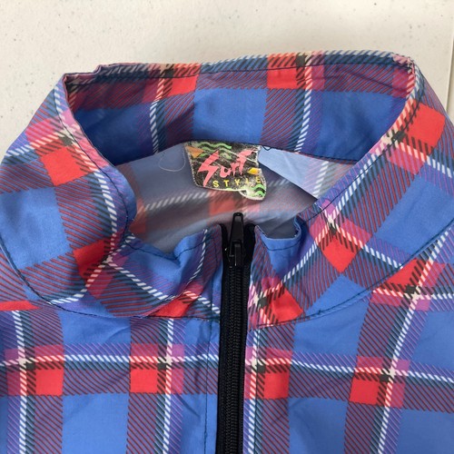 Surf Style Myrtle Beach South Carolina Plaid Windbreaker Jacket Vtg 90s Size XL - Picture 4 of 5