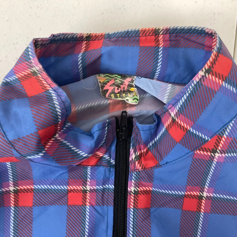 Chaqueta cortavientos estilo surf Myrtle Beach Carolina del Sur a cuadros de colección años 90 talla XL Foto 4 de 4