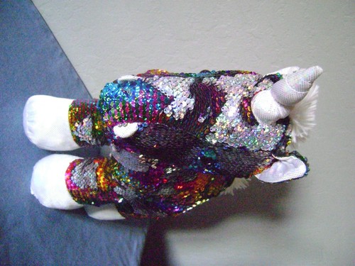 🦄Unicorno interamericano con paillettes e criniera bianca peluche - Foto 10 di 12