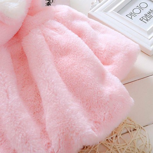 Newborn Baby Girl Faux Fur Warm Jacket Hooded Fluffy Fleece Winter Coat Clothes⊹ - Picture 8 of 14