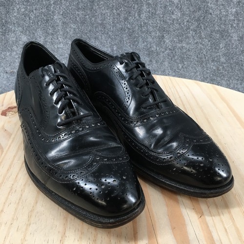 Johnston & Murphy Dress Shoes Mens 10 D Oxford Black Leather Lace Up Wingtip Low - 第 3/15 張圖片
