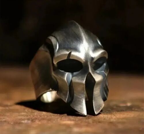Herren Biker Gladiator Schädel spartanischer Helm Ring Edelstahl Größe 7-15 Geschenk - Bild 7 von 7