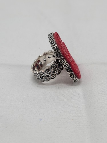 Amy Kahn Russell Zinnober Chinesischer Foo Hund 925 Sterlingsilber Ring 6,75 Neu im Karton - Bild 2 von 9