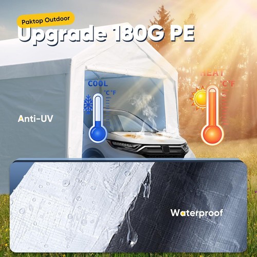 PEAKTOP OUTDOOR 12x20 ft Heavy Duty Carport with Removable Sidewalls, White - Picture 23 of 31