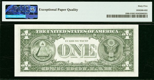 1974 $1 Federal Reserve Note PMG 65EPQ - Birthday - Low Serial Number 00000616 - Picture 3 of 3