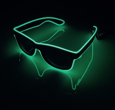 Green Neon Sunglasses EDM Festival Party Cool Funky LED Light Up Sun  Glasses