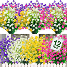 12 Bundles Artificial Flowers for Outdoors Spring Summer Decor, Realistic UV ...